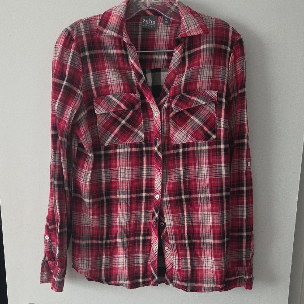 Soho Red and Black Plaid Shirt